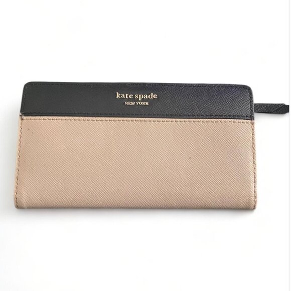 kate spade Handbags - Kate Spade Bifold Wallet Black and Neutral Beige